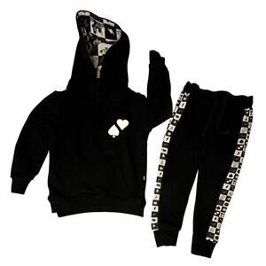Bums & Roses What the Spade 2pc Bamboo Pants Outfit 3T Black Hooded‎ Jogger